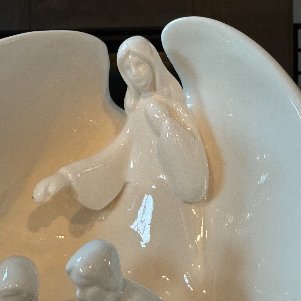 Coach House Gifts, White Ceramic Nativity Shelf Light, Manger in Angels Wings - Picture 12 of 16